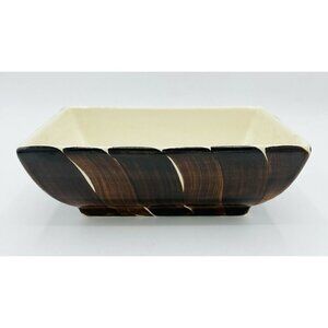 MCM Napco Planter Ceramic Dish Brushed Brown Glazed Cleve Ohio USA 405-2 Vintage
